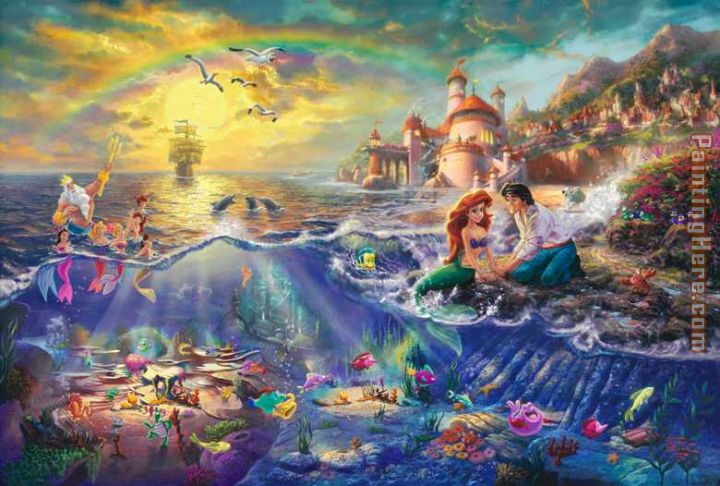 The Little Mermaid painting - Thomas Kinkade The Little Mermaid art painting